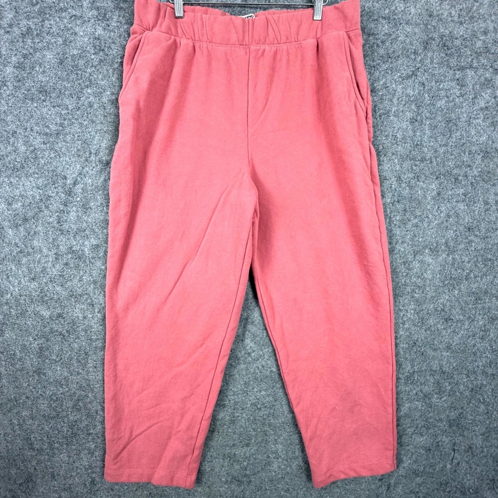 Lands' End Serious Sweatpants Womens Large 14-16 Coral Pink Cotton High Rise